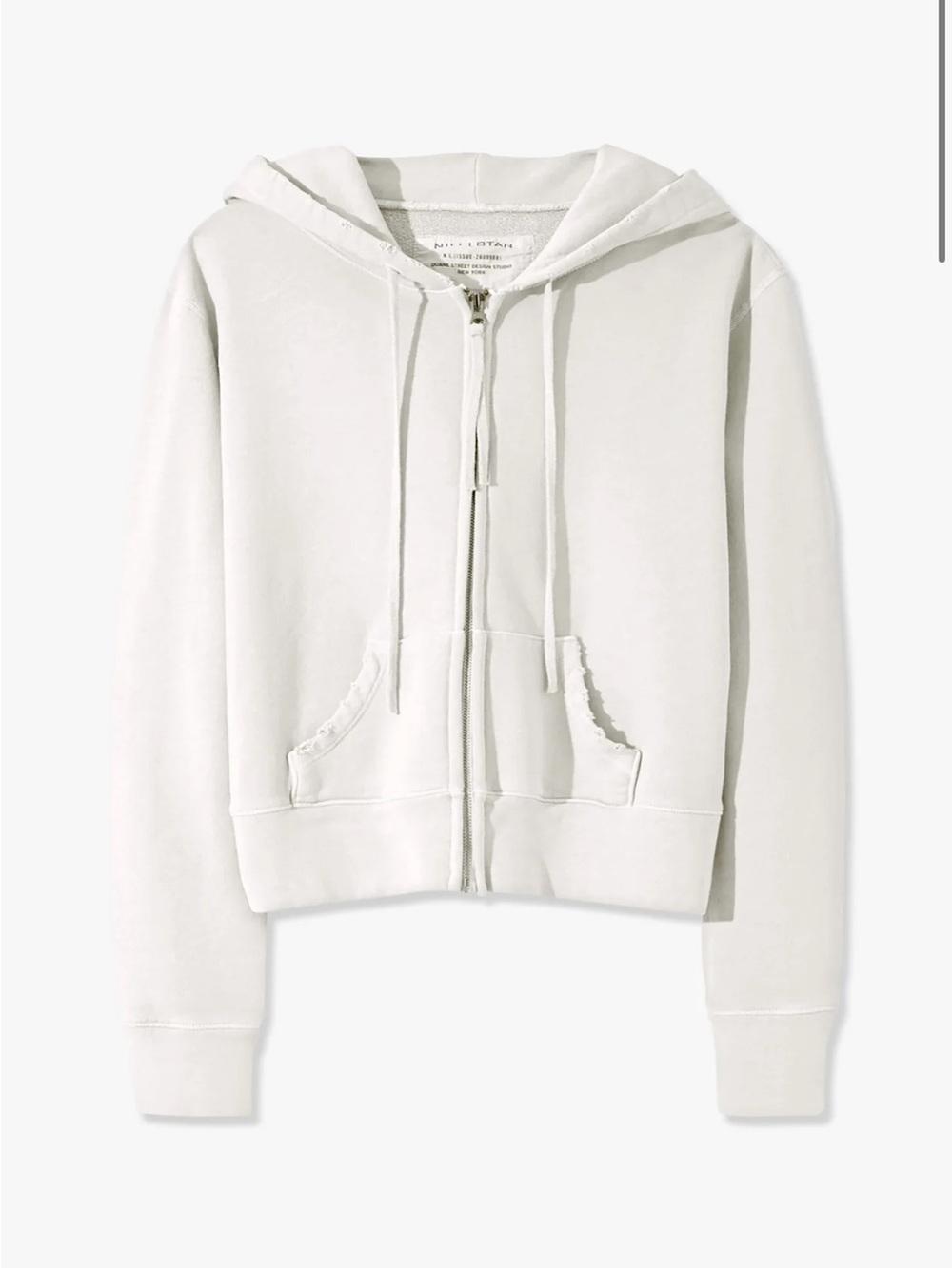 Cali Cropped Zip-Up Hoodie in Off-White